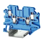 Клемма проходная, винтовой зажим, 4 точки подключения, 2.5 кв.мм, синяя