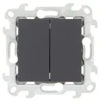 Выключатель двухклавишный кнопочный 10A 250В~ цвета графит S24 Harmonie