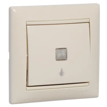 VALENA Кнопка с подсветкой и символом лампы слоновая кость