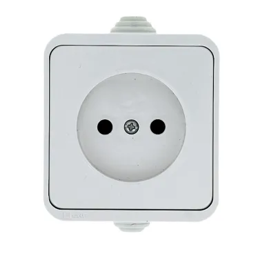 Прага Розетка 10А без заземления IP44 белая