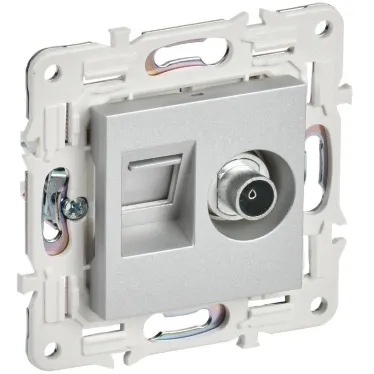 SKANDY Розетка двойная TV+RJ45 кат.6E SK-A15S серебряный IEK