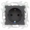 Розетка 2К+З без защитных шторок Push@Go, графит