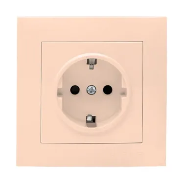 Валенсия розетка 1-местная с/з 16А кремовая с защ. штор. PROxima