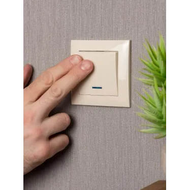 Валенсия выключатель 1-кл. 10А кремовый с индикатором