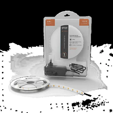 Лента светодиодная LED 2835/60-SMD 6 Вт/м 600 лм/м 3000К DC 12В IP65 8мм комплект лента и драйвер (блистер 5м) Basic Gauss