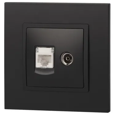 Розетка RJ45+TV, Эра Elegance, антрацит, 14-3110-05