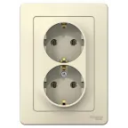 BLANCA скрытой установки розетка двойная с заземлением без шторок, 16А, 250В, молочный