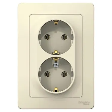 BLANCA скрытой установки розетка двойная с заземлением без шторок, 16А, 250В, молочный