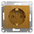 GLOSSA Розетка с заземлением со шторками в рамку дуб