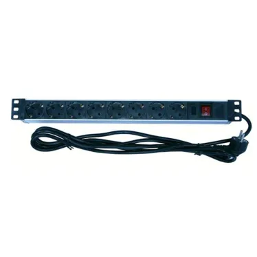 Блок розеток 8 розеток немецкий стандарт с LED выключателем 1U вилка немецкий