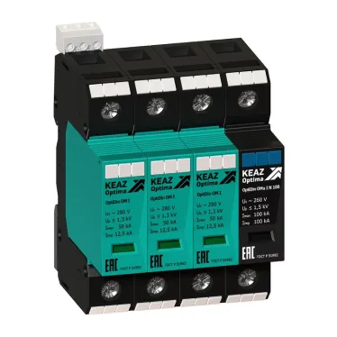 Ограничитель импульсных перенапряжений (УЗИП) 3П+Nu 12,5кА (класс I + II + III) OptiDin OM-I-3+Nu-280/12,5/R