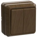 ОКТАВА Выключатель двухклавишный наружный дуб