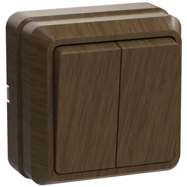 ОКТАВА Выключатель двухклавишный наружный дуб