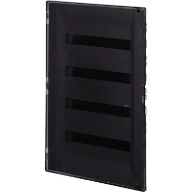 Щит встраиваемый пластиковый 4х18, прозрачная дверь с клеммником заземления