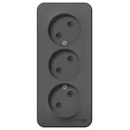 BLANCA розетка наружная 3-я без заземления без штор. изол.пл., 16А, 250В, антрацит