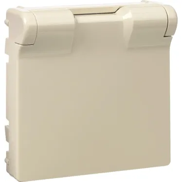 Valena LIFE Лицевая панель розетки 2К+З с крышкой Слоновая кость