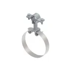 Трубный зажим с хомутом D-100 мм, для крепления (методом натяжения) держателей токоотводов высокого напряжения HVI. Материал - нержавеющая сталь.