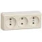 ОКТАВА Розетка тройная без заземления 10А наружная кремовая