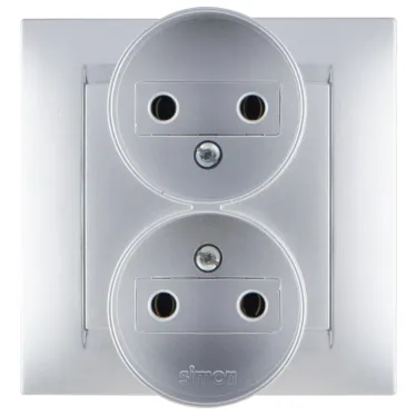 Розетка двойная 2Р, 16А, 250В, винтовой зажим, алюминий