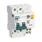 Выключатель автоматический дифференциальный АВДТ встроенная защита от сверхтоков 2Р 10А 300мА AC С ДИФ-101