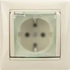 VALENA Розетка с заземлением со шторками с крышкой в рамку слоновая кость