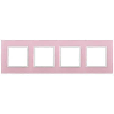 Рамка на 4 поста, стекло, Эра Elegance, розовый+бел, 14-5104-30