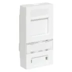 Вставка розеточная TERACOM PRO 45x22.5мм формат Mosaic на 1 модуль Keystone со шторкой и маркером белая