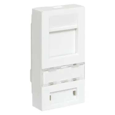 Вставка розеточная TERACOM PRO 45x22.5мм формат Mosaic на 1 модуль Keystone со шторкой и маркером белая