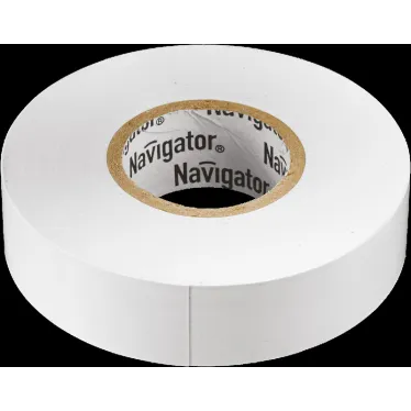 Изолента ПВХ бел 19мм 20м Navigator NIT-A19-20/WH