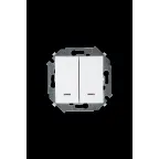 15 Выключатель двухклавишный с подсветкой 16А 250В винтовой зажим белый