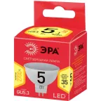 Лампа светодиодная ECO LED MR16-5W-827-GU5.3 (диод, софит, 5Вт, тепл, GU5.3) (10/100/4000)