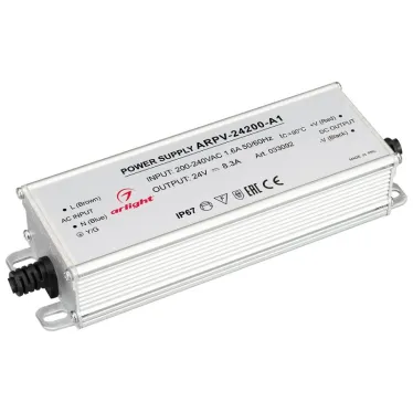 Блок питания ARPV-24200-A1 (24V, 8.3A, 200W) (IP67 металл, 3 года)