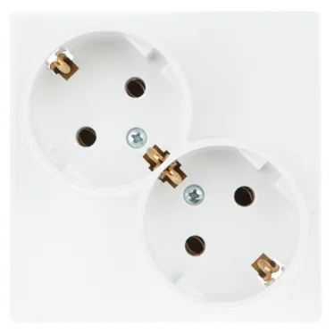 Розетка 2х2К+З Schuko без штор, белый