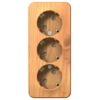 Розетка BLANCA наружная трехпостовая, с заземлением, без шторок, с изолирующей пластиной, 16А, 250В, ясень