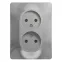 GLOSSA Розетка двойная без заземления в сборе алюминий