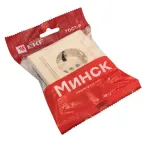 Розетка одноместная СП с заземлением 16А бежевый с защитными шторками Минск