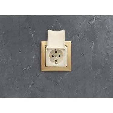 VALENA Розетка с заземлением с крышкой в рамку слоновая кость