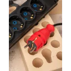 Вилка красная каучуковая прямая 230В 2P+PE 16A IP44 PRO