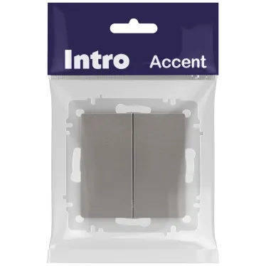 Переключатель Intro Accent 6-107-09 двойной, 10А-250В, IP20, СУ, AL/CU, титан