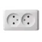 ЭТЮД Розетка двойная наружная без заземления без шторок белая