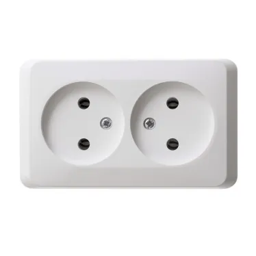 ЭТЮД Розетка двойная наружная без заземления без шторок белая