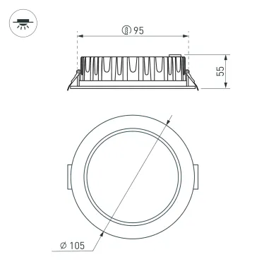 Светильник MS-MIST-BUILT-R105-9W Warm3000 (WH, 110 deg, 230V) (Arlight, IP54 Металл, 5 лет) | 041614 | Arlight