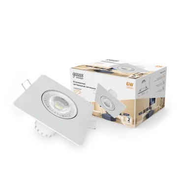 Светильник светодиодный встраиваемый квадратный белый, 6W, 500 Lm LED 2700K | 948411106 | Gauss