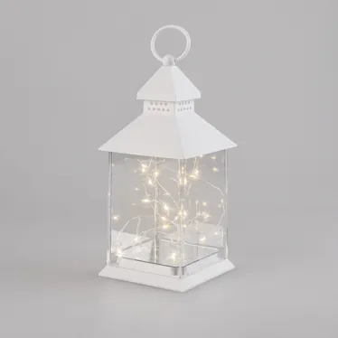 Декоративный фонарь с росой, белый корпус, размер 10,7х10,7х23,5 см, цвет теплый белый | 513-050 | NEON-NIGHT