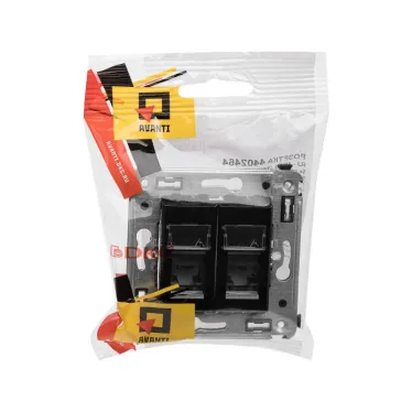 Avanti Розетка RJ-45 в стену, 5e двойная,Черный квадрат