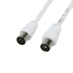 Шнур ТВ гнездо - ТВ штекер, длина 1,5 метра, белый,