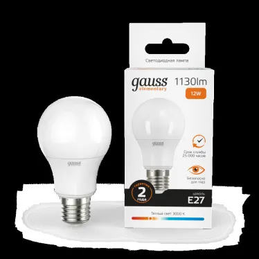 Лампа светодиодная LED 12 Вт 1130 лм 3000К А60 груша теплый E27 AC 220В Elementary Gauss