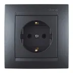 Розетка с заземлением Schuko 16А 250В винт зажим графит