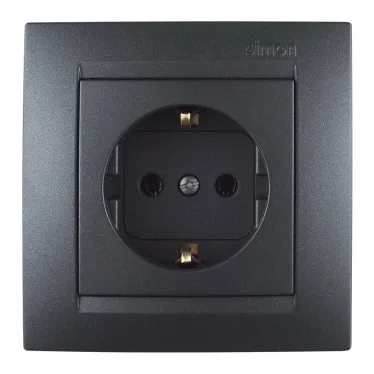Розетка с заземлением Schuko 16А 250В винт зажим графит