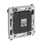 Avanti Компьютерная розетка RJ-45 без шторки в стену, кат.5e одинарная экранированная, Черный матовый